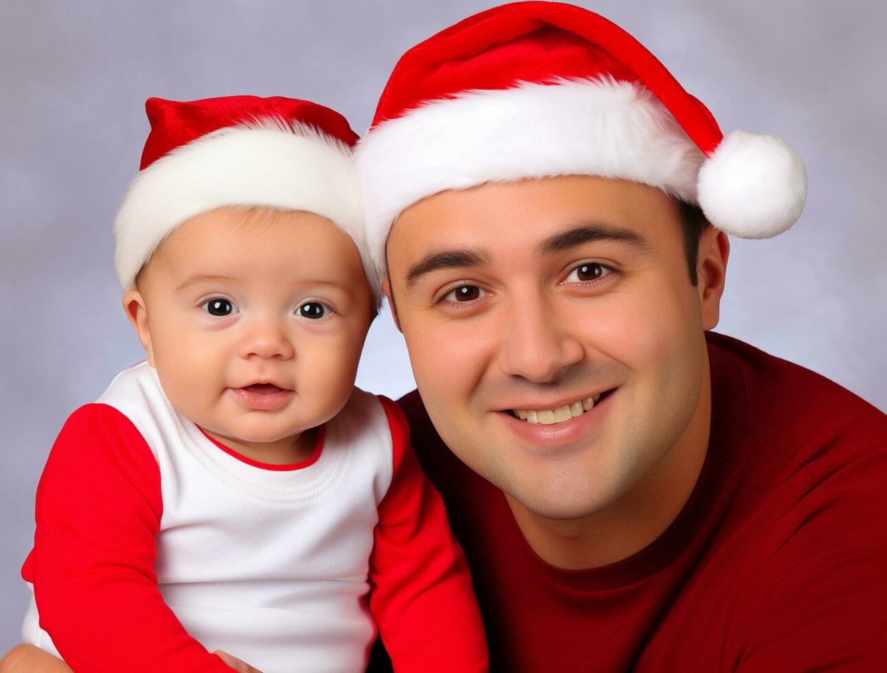 ai generato un' uomo e bambino festeggiare Natale foto