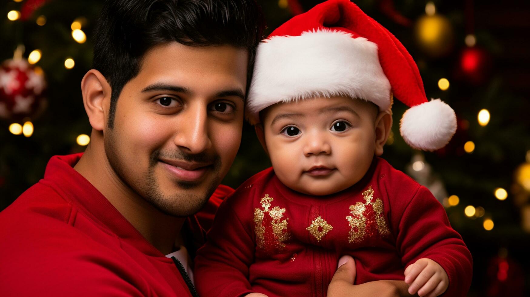 ai generato un' uomo e bambino festeggiare Natale foto