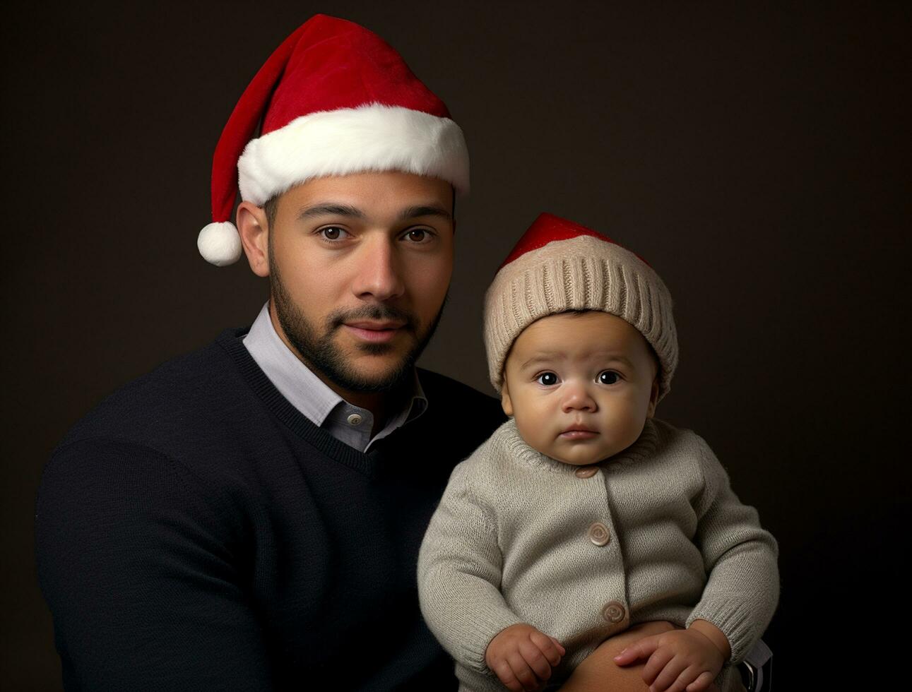 ai generato un' uomo e bambino festeggiare Natale foto