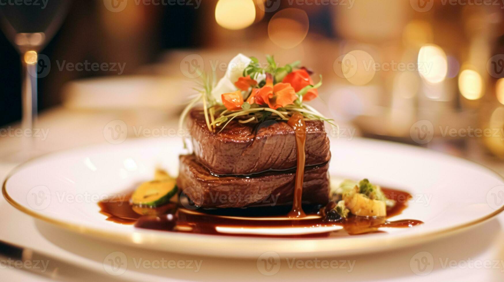 squisito principale corso pasto a un' lusso ristorante, nozze cibo ristorazione e inglese cucina foto