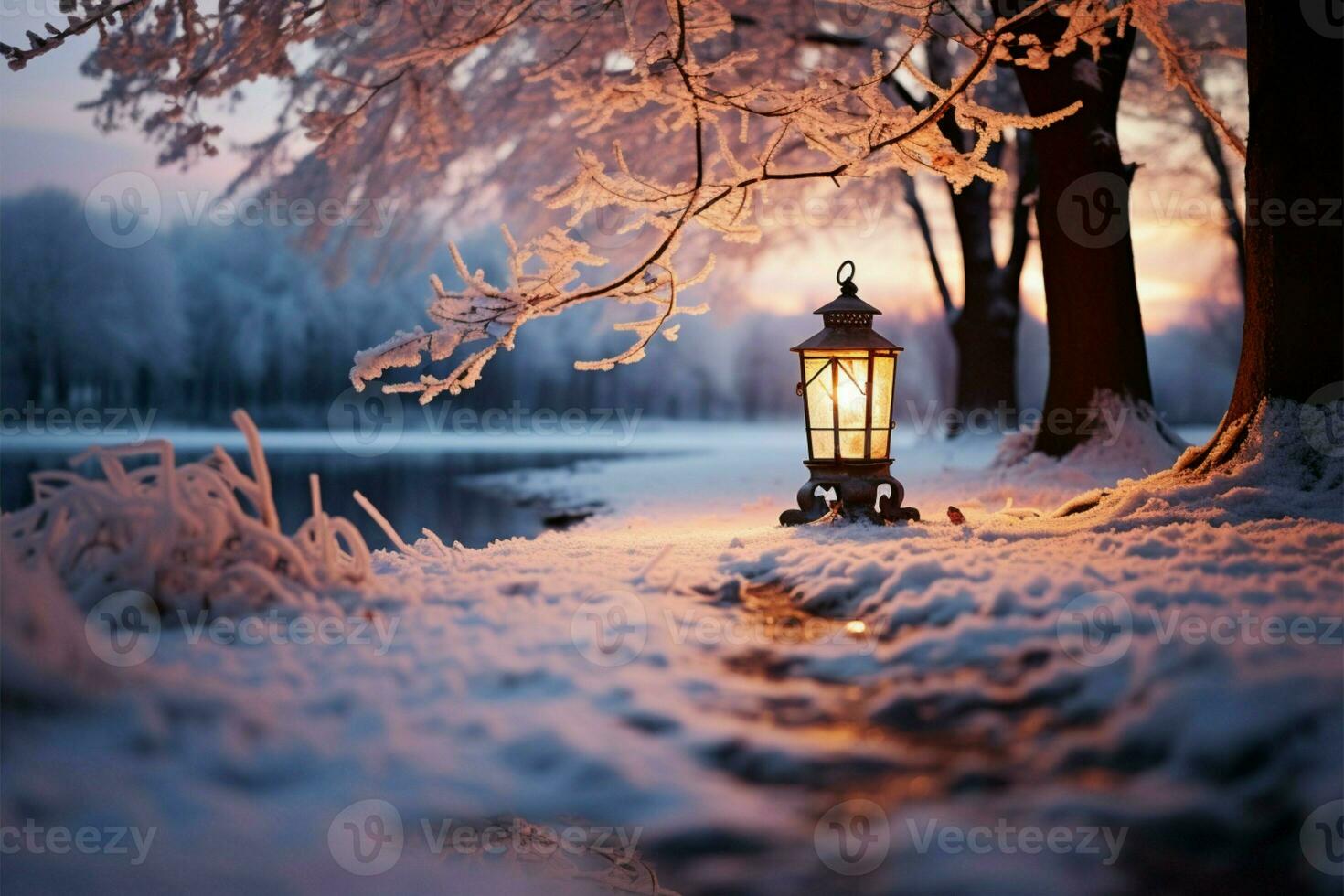 ai generato inverno Magia mattina caffè Aggiunge calore per il incantevole inverno mattina foto