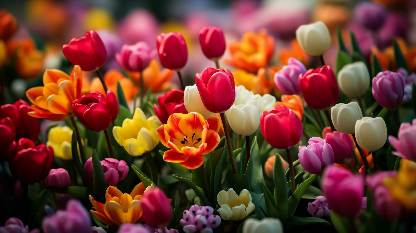 ai generato colorato crochi fioritura nel il giardino. primavera sfondo foto