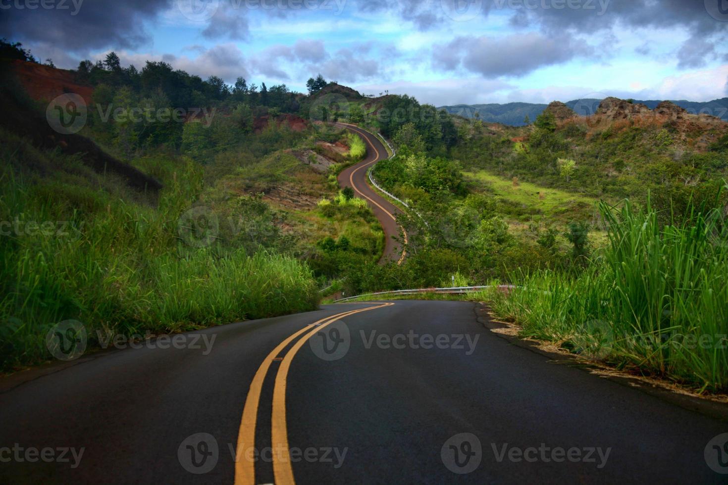 strada curva artistica sull'isola di kauai foto