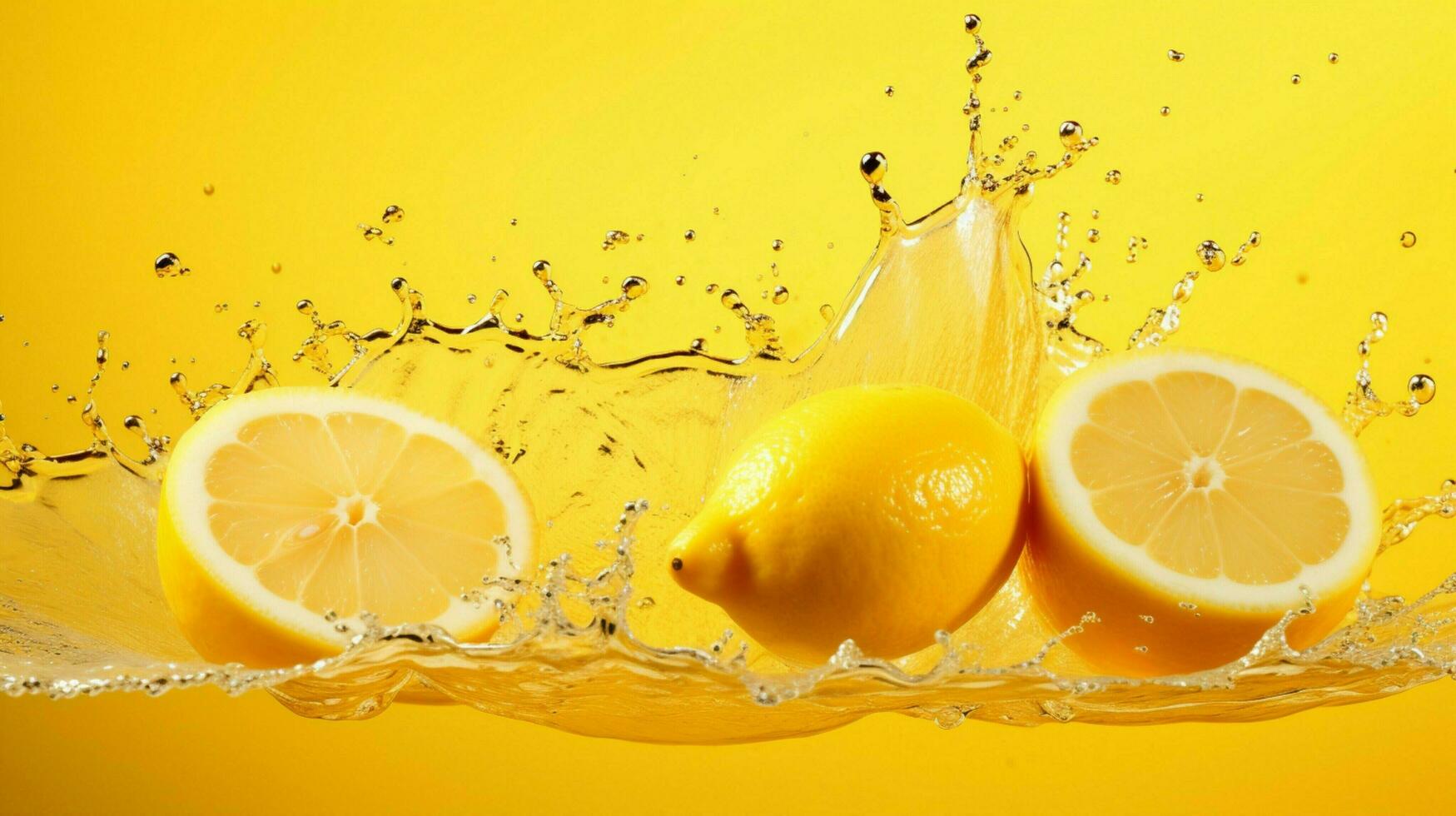 ai generato Limone giallo colore spruzzo sfondo foto