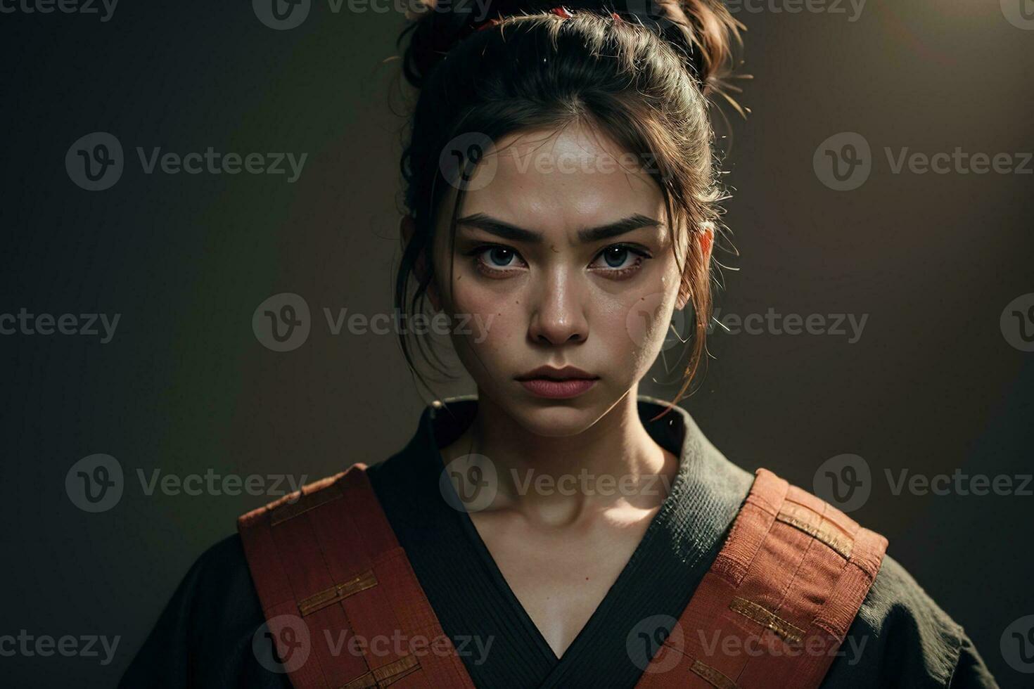 ai generato indifferente espressione bellissimo samurai, digitale arte illustrazione, generativo ai foto