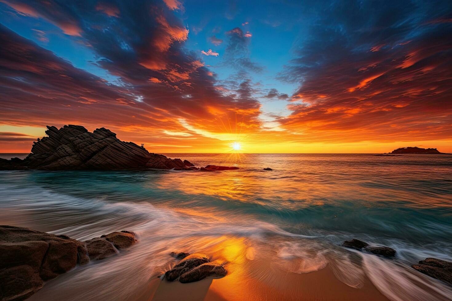 ai generato bellissimo paesaggio marino a tramonto. composizione di natura, ai generato foto