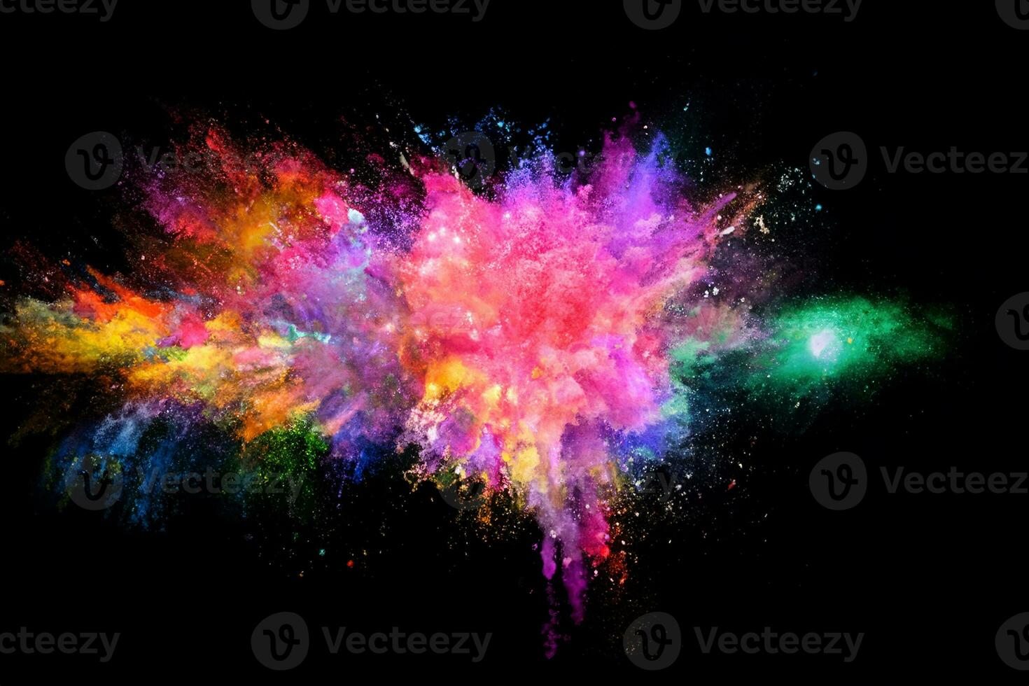 astratto colorato polvere esplosione su un' nero sfondo.astratto polvere schizzato sfondo, fermo movimento di colore polvere che esplode e lancio colore polvere, multicolore luccichio struttura. foto