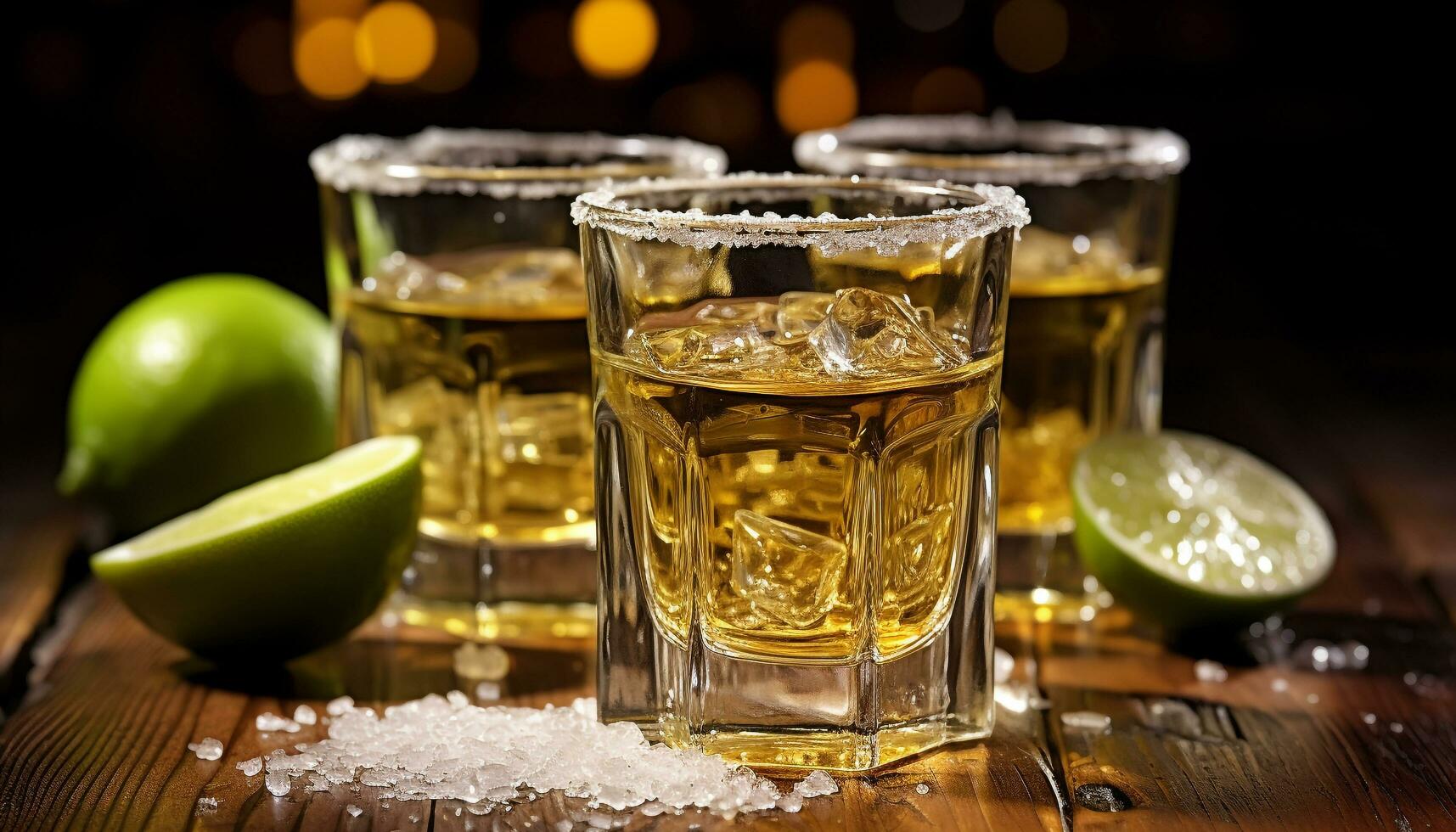 ai generato rinfrescante Tequila cocktail su di legno tavolo a bar generato di ai foto