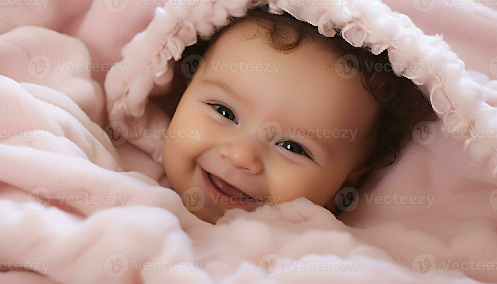 ai generato carino bambino ragazza sorridente, innocenza e felicità generato di ai foto