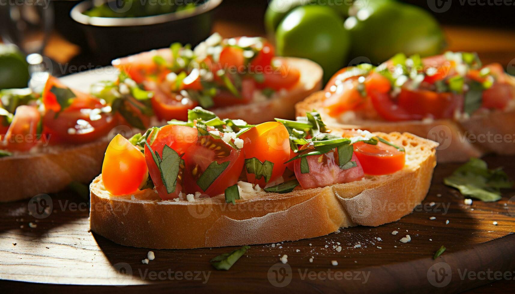 ai generato freschezza su un' di legno tavolo sano, fatti in casa buongustaio generato di ai foto