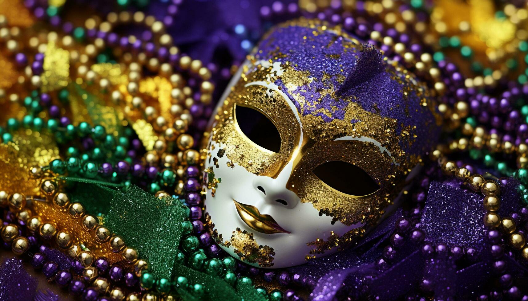 ai generato mardi gras costume nasconde mistero e eleganza generato di ai foto