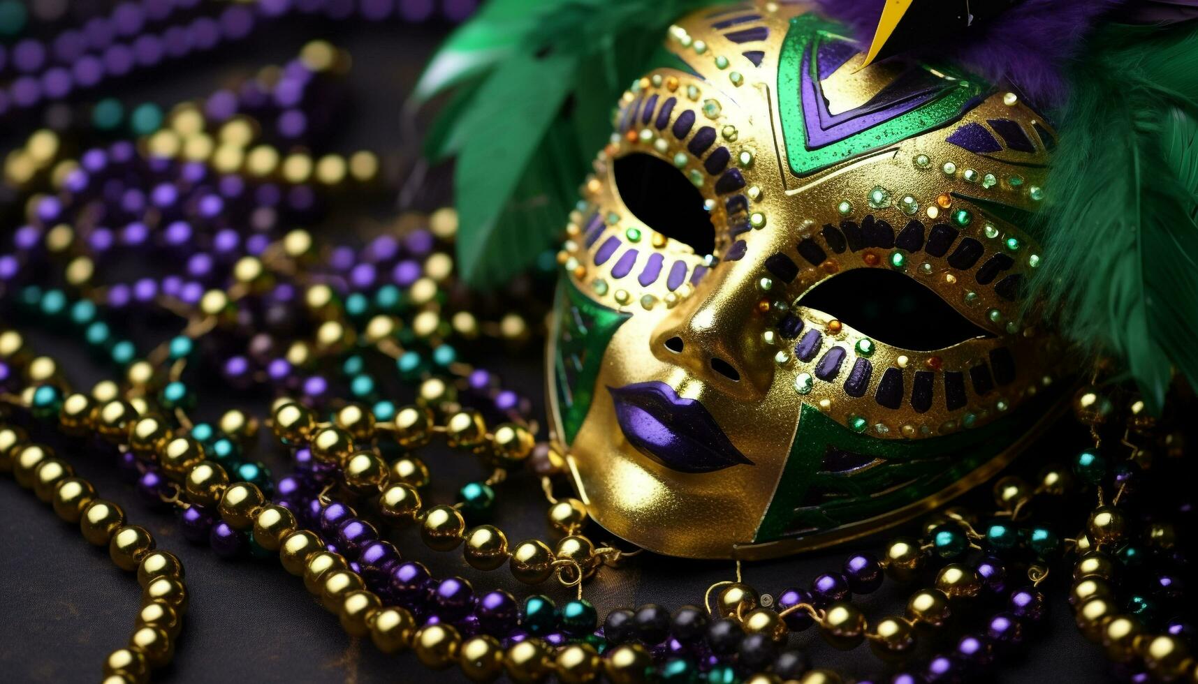 ai generato mardi gras celebrazione, maschera, costume, festa, tradizione, colorato generato di ai foto
