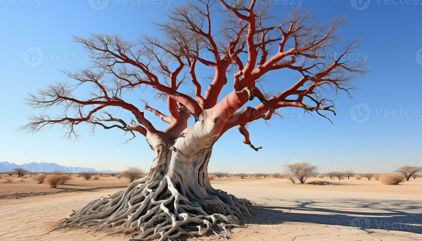 ai generato asciutto albero tronco nel arido clima, bellezza nel natura generato di ai foto