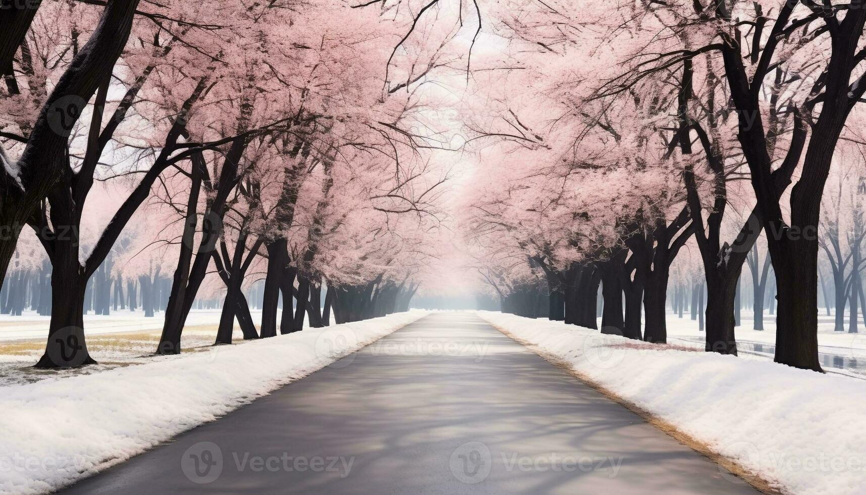 ai generato tranquillo inverno paesaggio, neve coperto albero nel foresta generato di ai foto