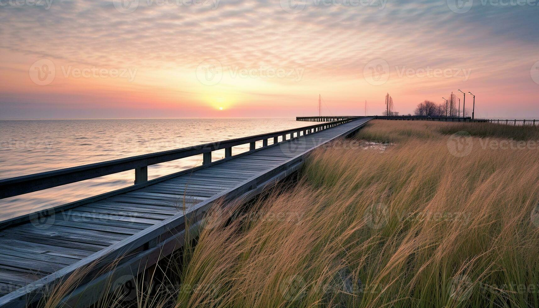 ai generato tranquillo tramonto al di sopra di acqua, natura bellezza riflessa generato di ai foto