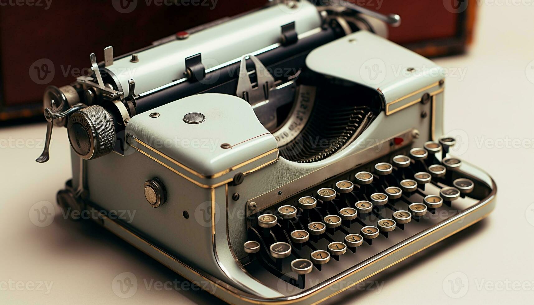ai generato vecchio stile macchina da scrivere su di legno tavolo evoca nostalgia generato di ai foto