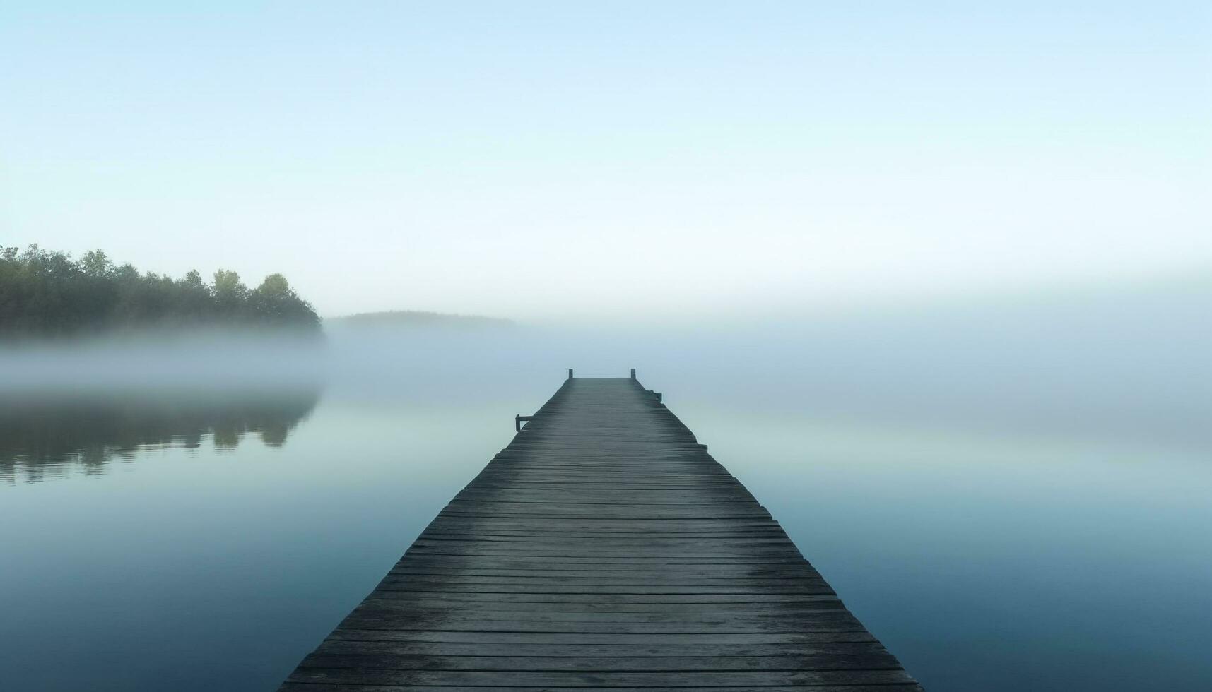 ai generato tranquillo scena di acqua, Di legno, e riflessione generato di ai foto