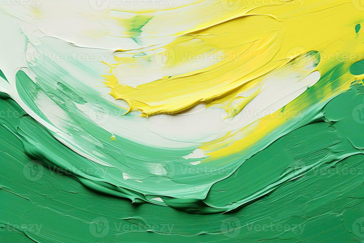 ai generato verde e giallo astratto olio pittura su tela, acrilico struttura sfondo, ruvido tratti di pennello di dipingere foto