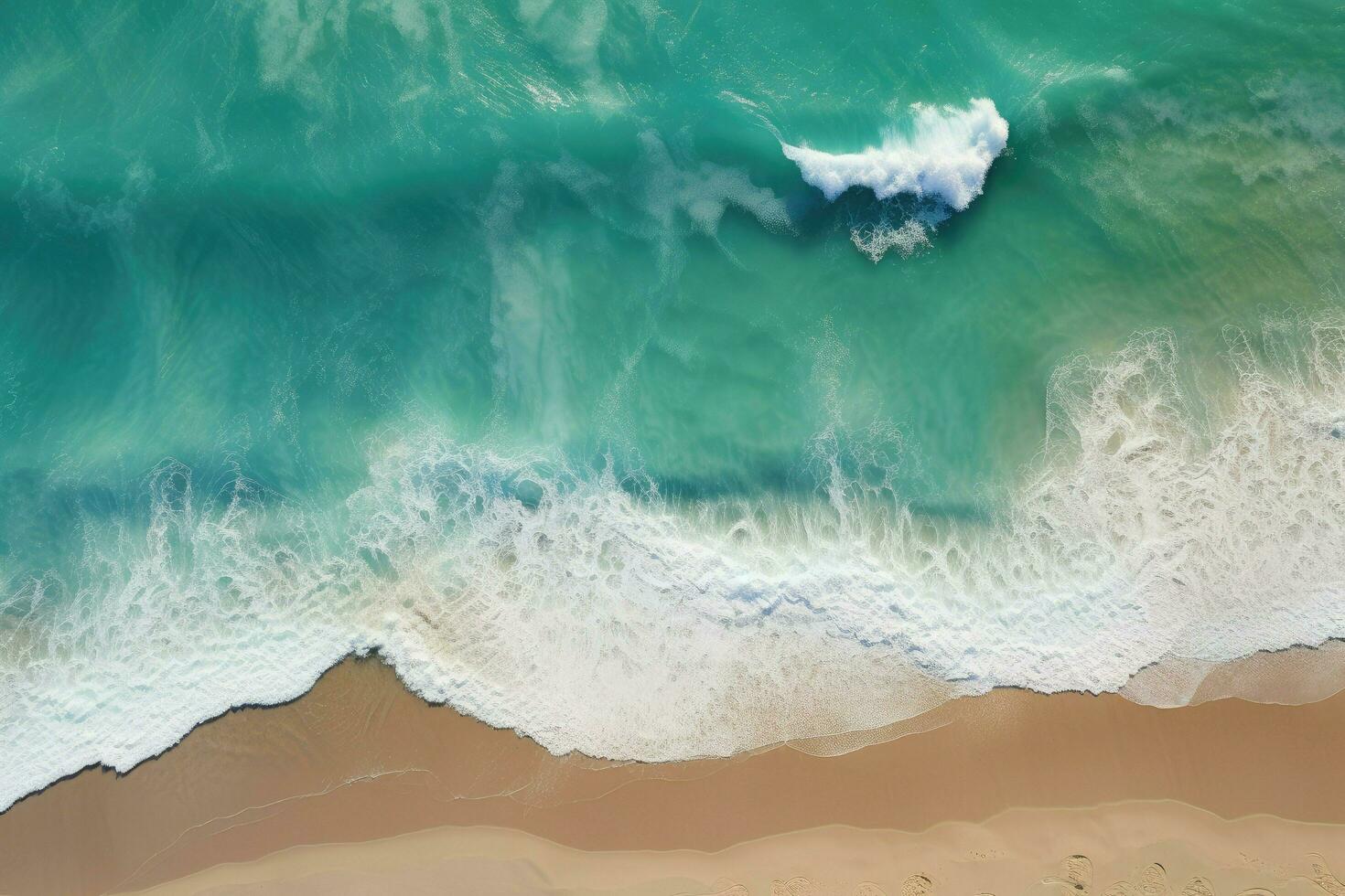 ai generato aereo Visualizza di mare spiaggia onda, oceano onde su il spiaggia come un' sfondo sfondo, mare con blu acqua onde ai generato foto