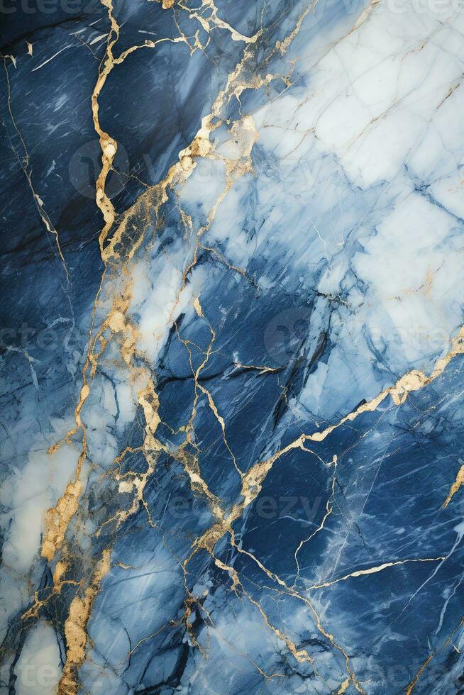 ai generato verticale blu bianca d'oro naturale marmo pietra struttura, astratto sfondo foto