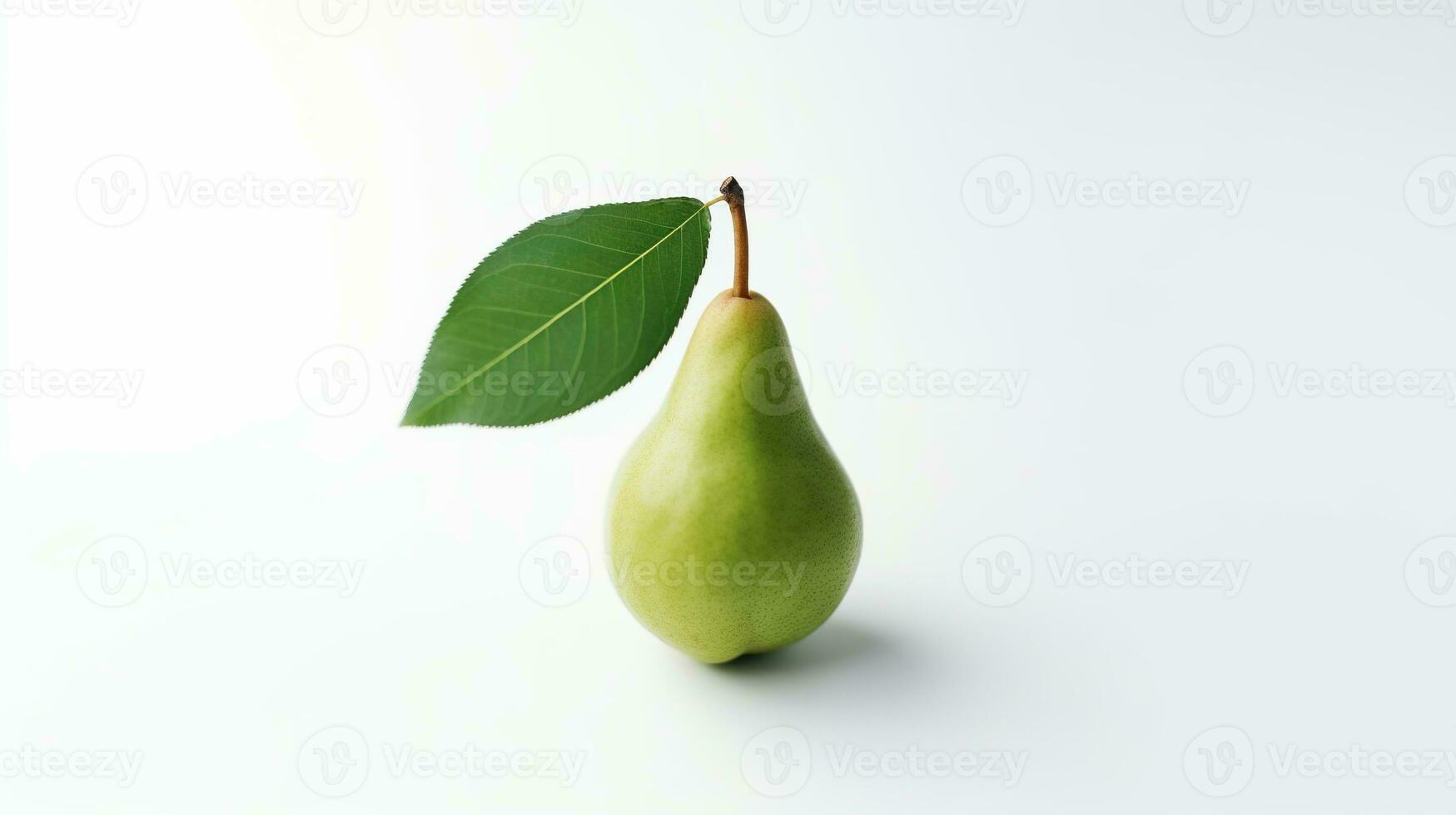 ai generato Pera con foglia su bianca sfondo. fresco, sano, salutare vita, frutta foto