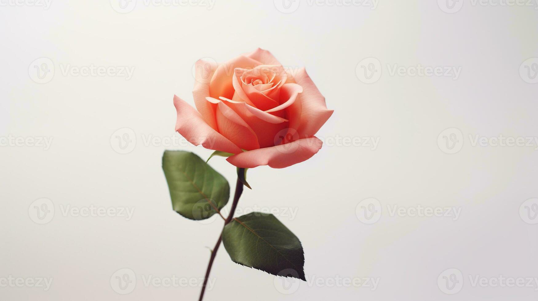 ai generato rosa su bianca sfondo con copia spazio. presentazione, sfondo, amore, san valentino, fiore foto