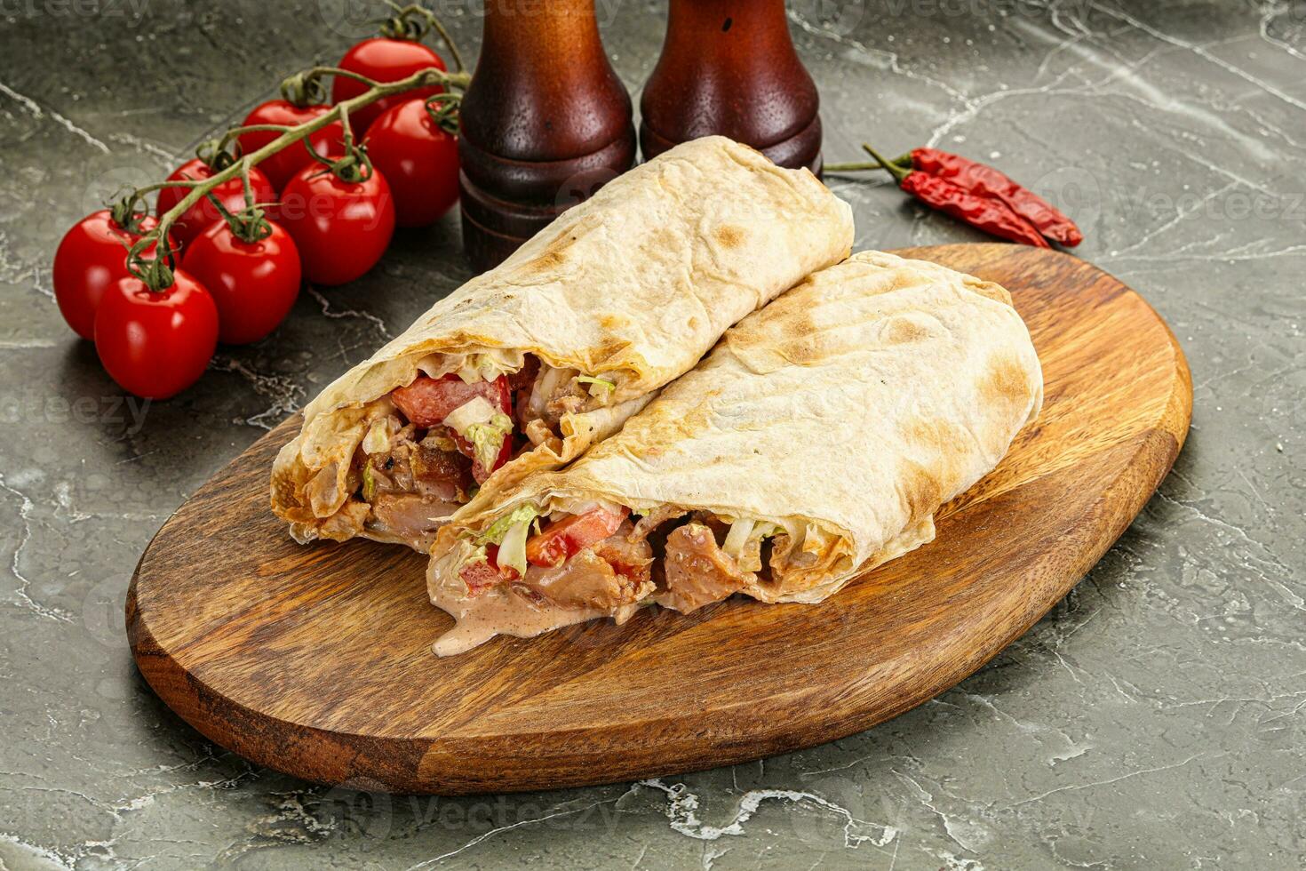 shawarma con grigliato pollo carne foto