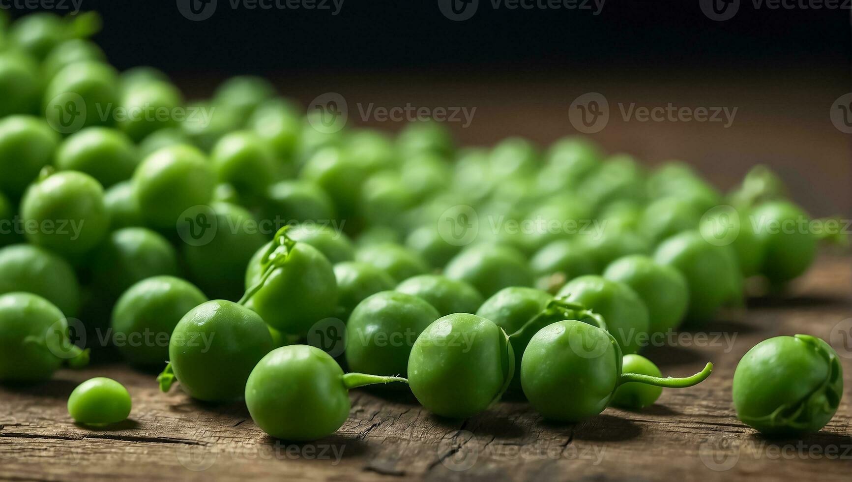 ai generato fresco verde piselli su il tavolo foto