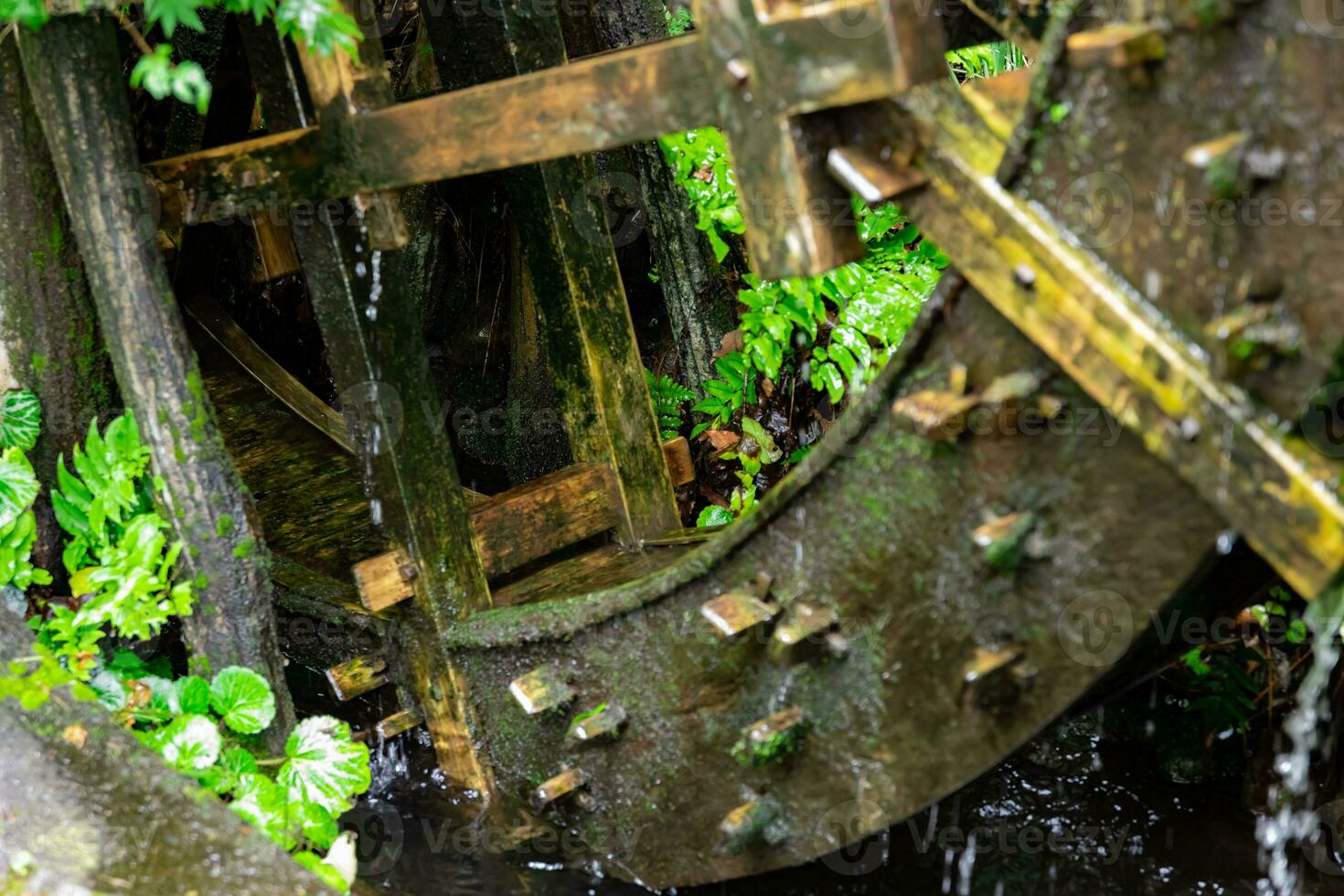 un' storico di legno ruota su il acqua superficie nel tokyo vicino su foto