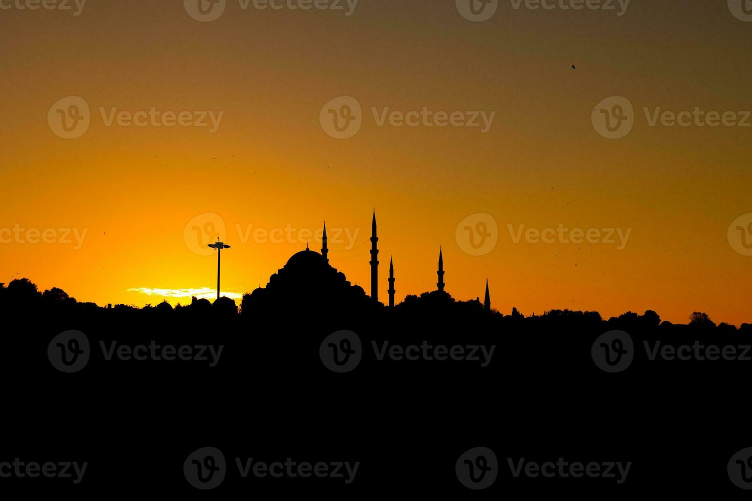islamico foto. silhouette di suleymaniye moschea a tramonto nel Istanbul foto
