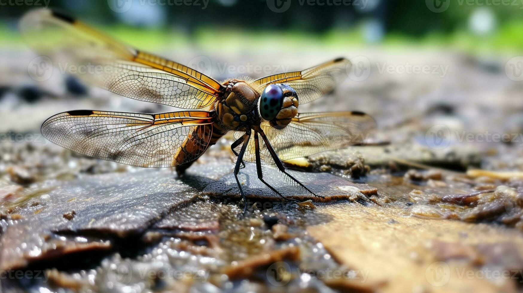 ai generato foto di libellula su un' terra. generativo ai