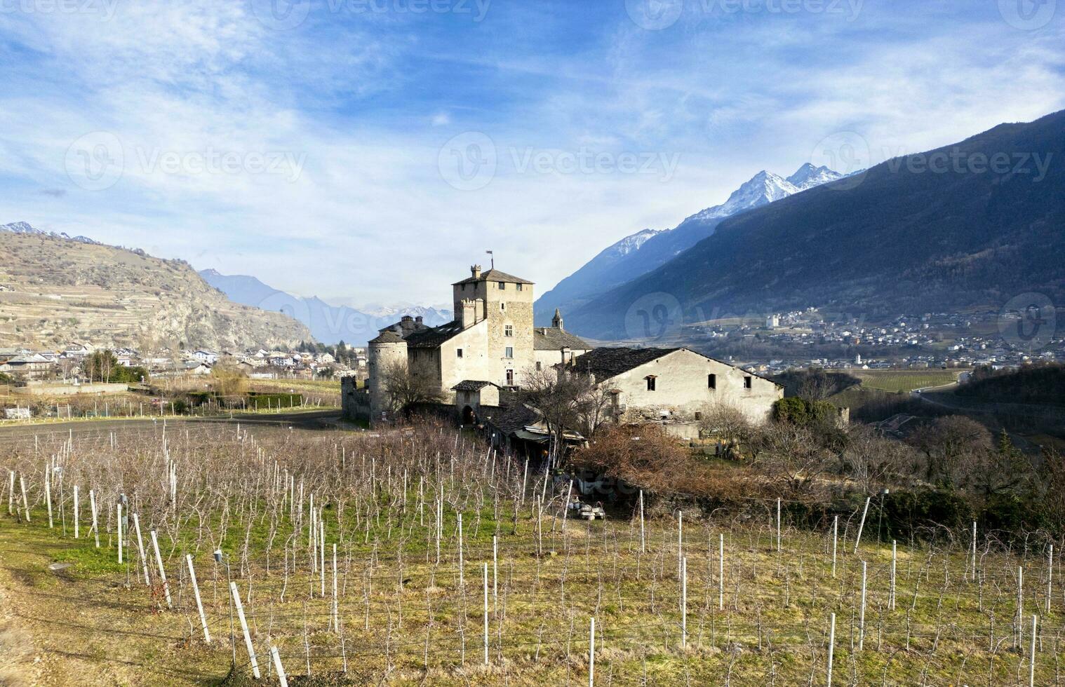 aereo Visualizza castello di sarriod de la giro aosta valle Italia foto