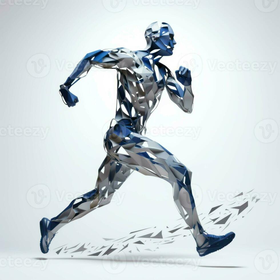 ai generato uomo corridore jogger in esecuzione energia e salutare esercizio formazione foto