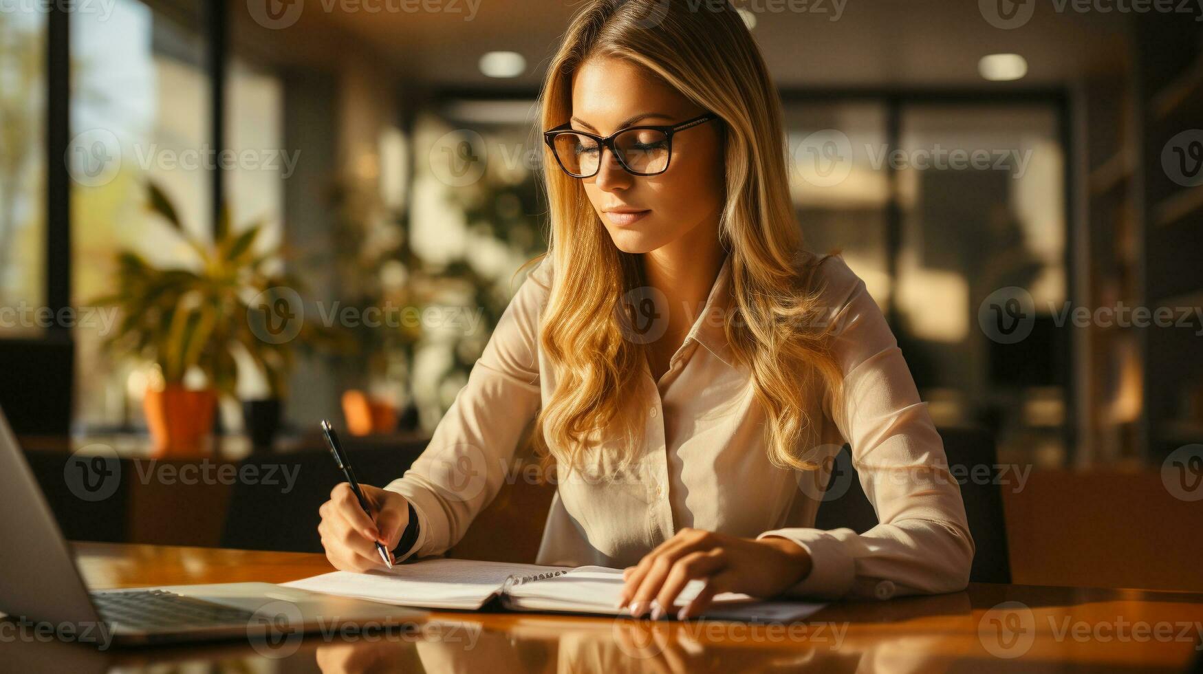 ai generato femmina lavoratore nel Lavorando processi, opera nel progresso, libero professionista concetto, in linea lavoro, progettista lavoro, bella ragazza. generativo ai. foto