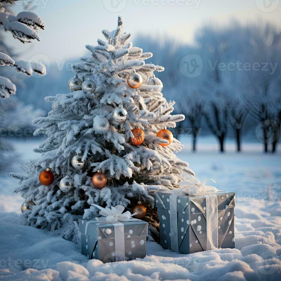 ai generato Natale decorazione albero foto