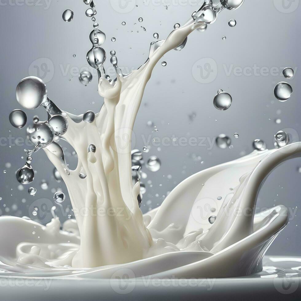 ai generato bellissimo arte di il latte spruzzo foto