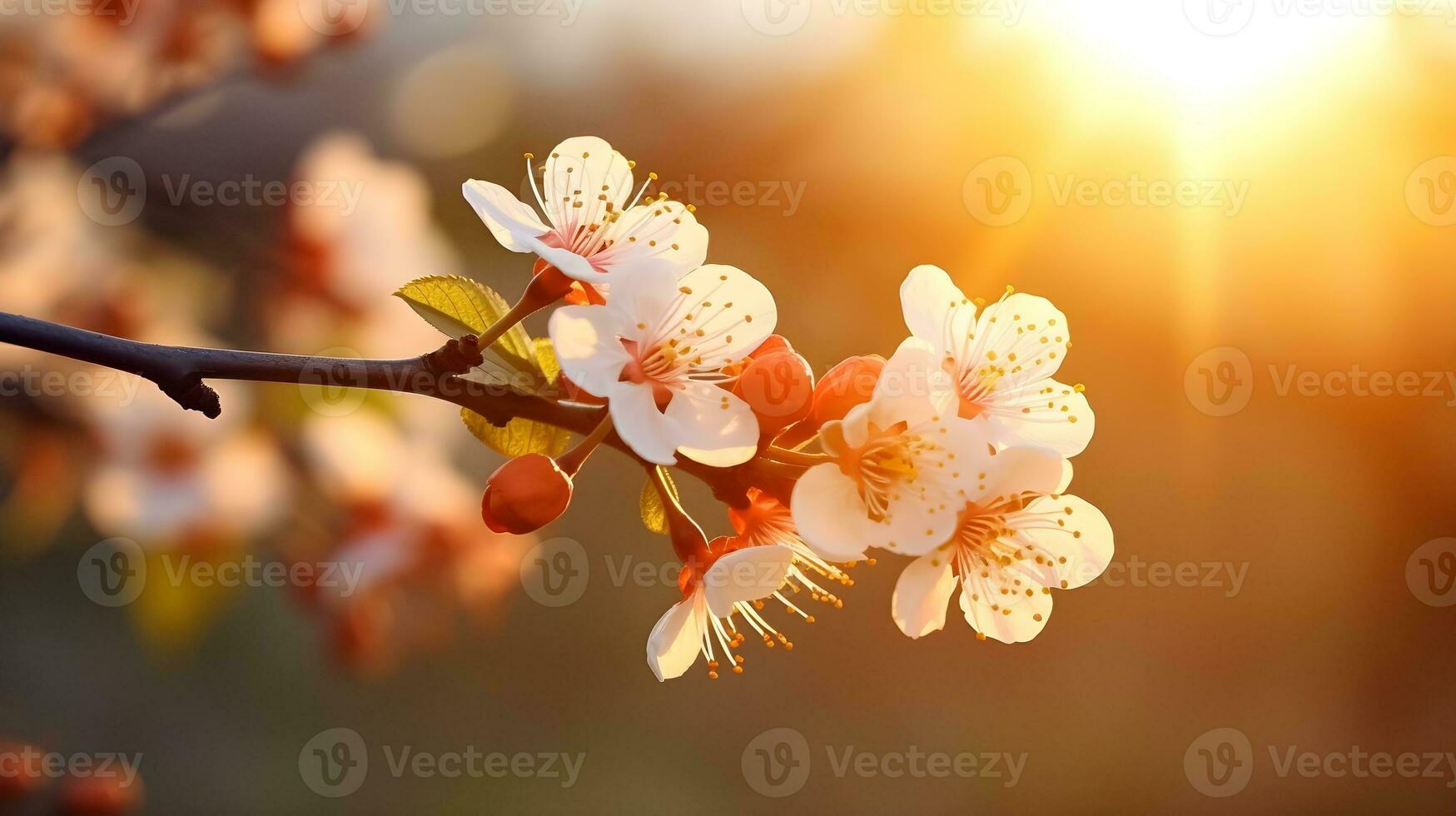 ai generato ciliegia fiorire ramo vicino su. primavera sfondo. foto