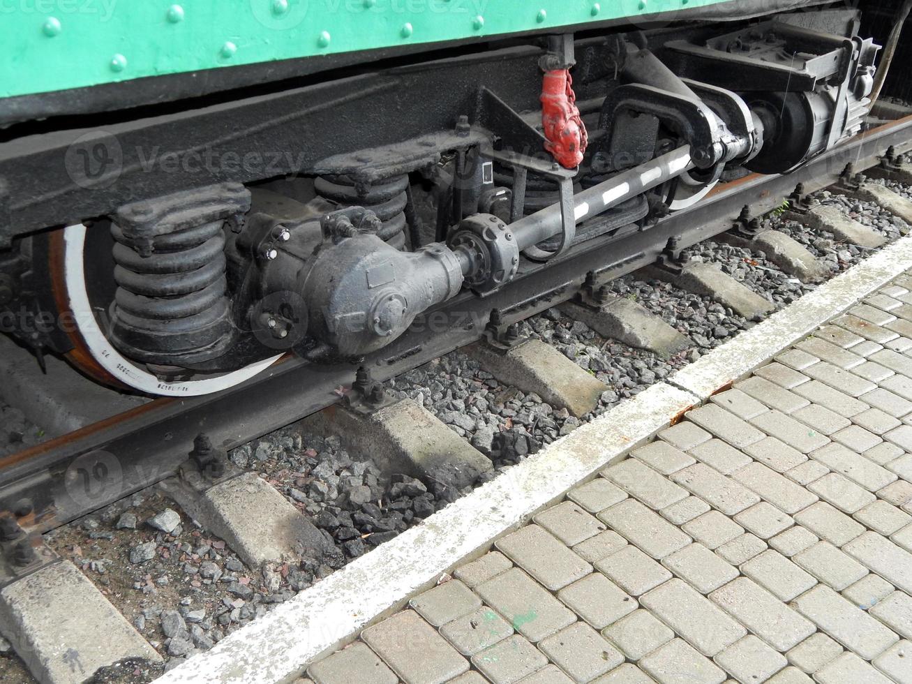 dettagli del trasporto ferroviario di locomotiva, vagone foto