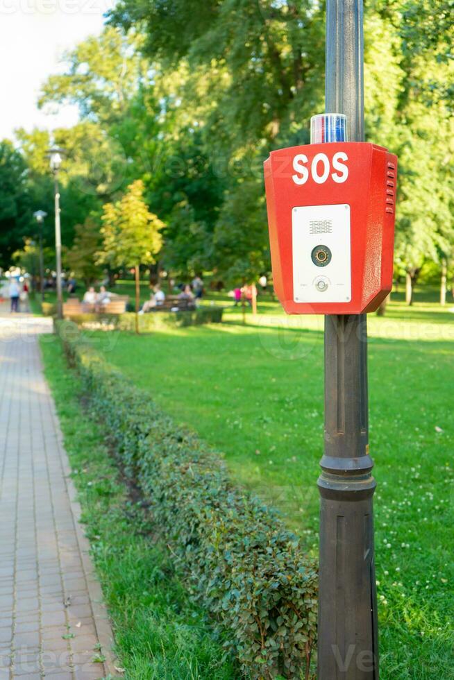 sos, Polizia Stradale, emergenza pulsante nel il pubblico parco. foto