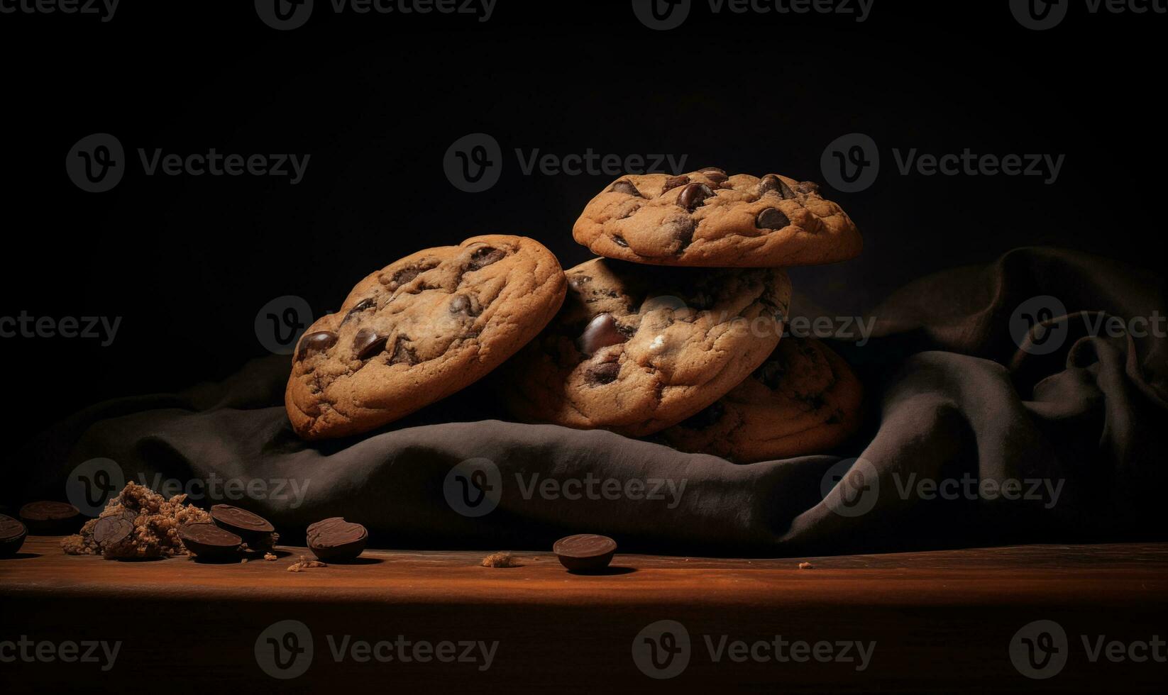 ai generato montagna di biscotti con cioccolato patatine fritte. ia creare foto