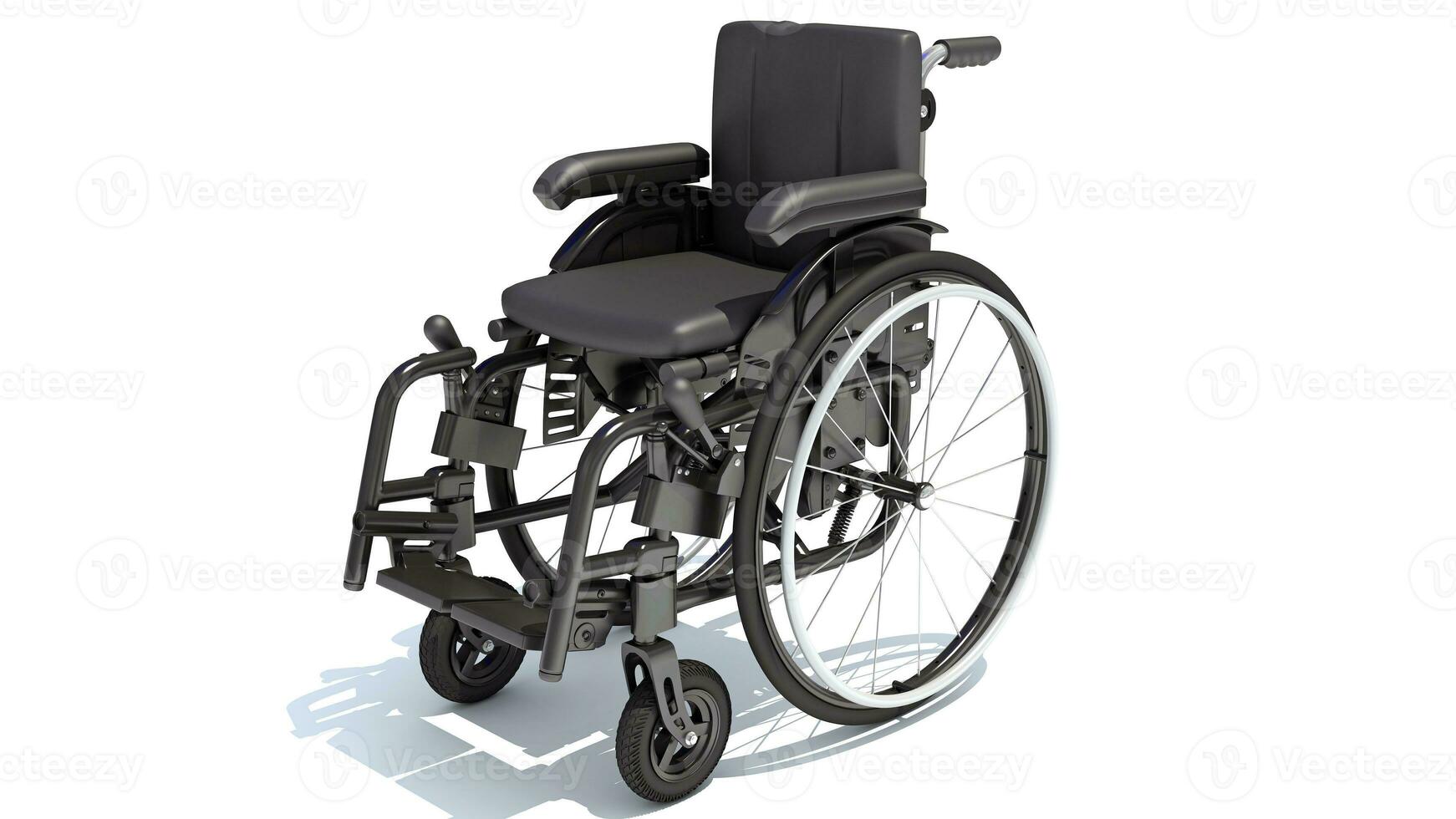 sedia a rotelle medico attrezzatura 3d interpretazione su bianca sfondo foto