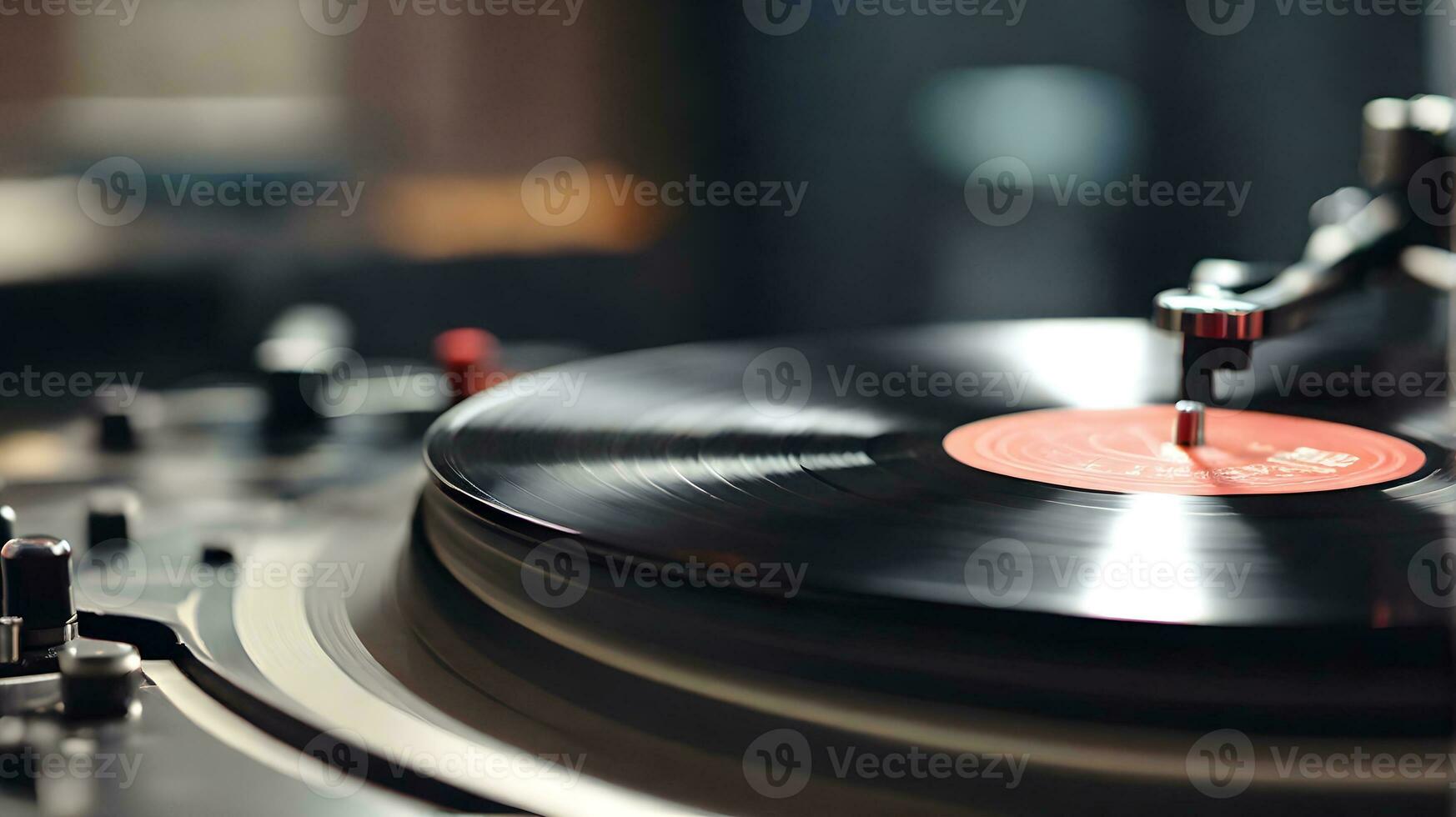 ai generato macro tiro quello si concentra su il più fine dettagli di il superficie di un' vinile disco, sfondo Immagine, generativo ai foto