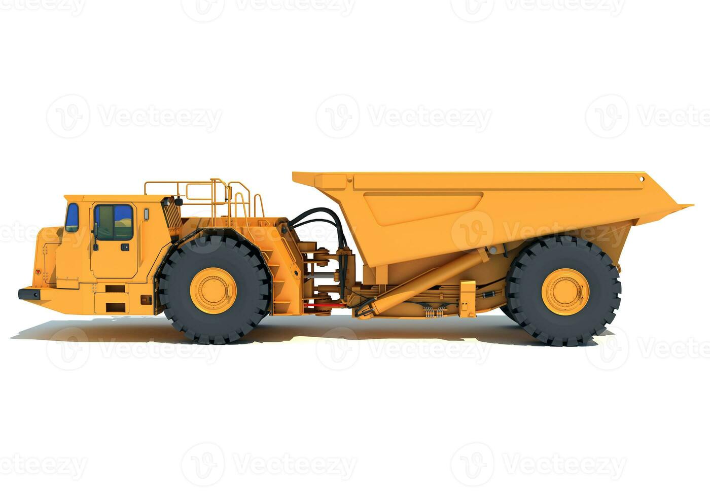 estrazione cumulo di rifiuti camion pesante costruzione macchinari 3d interpretazione su bianca sfondo foto