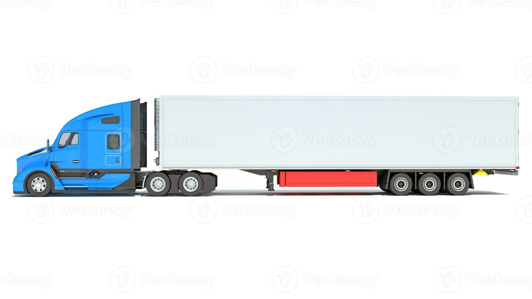 camion con reefer frigorifero trailer 3d interpretazione su bianca sfondo foto