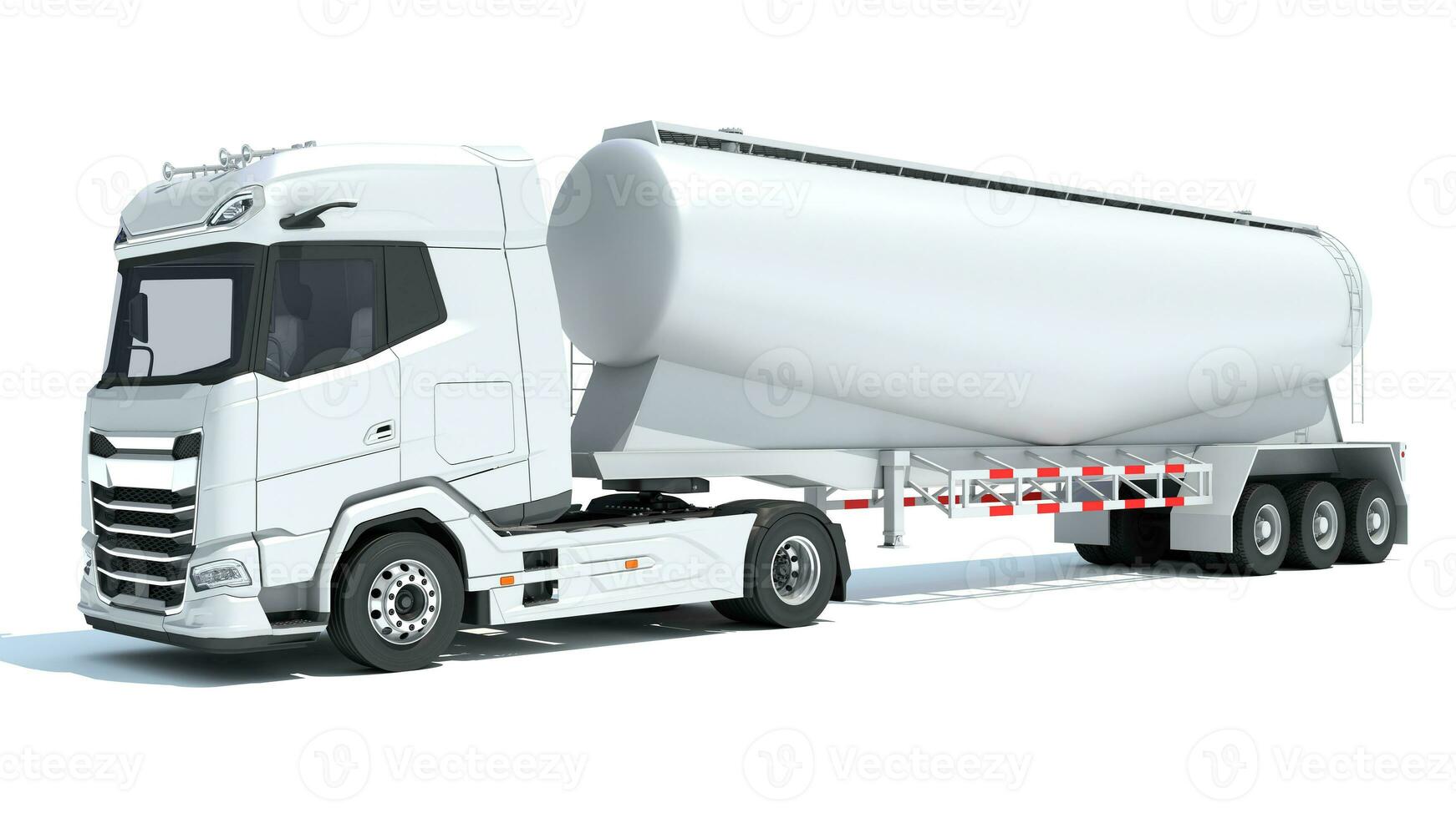 pesante camion con serbatoio trailer 3d interpretazione su bianca sfondo foto