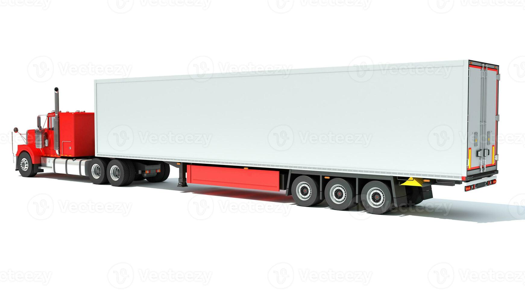 camion con frigorifero trailer 3d interpretazione su bianca sfondo foto