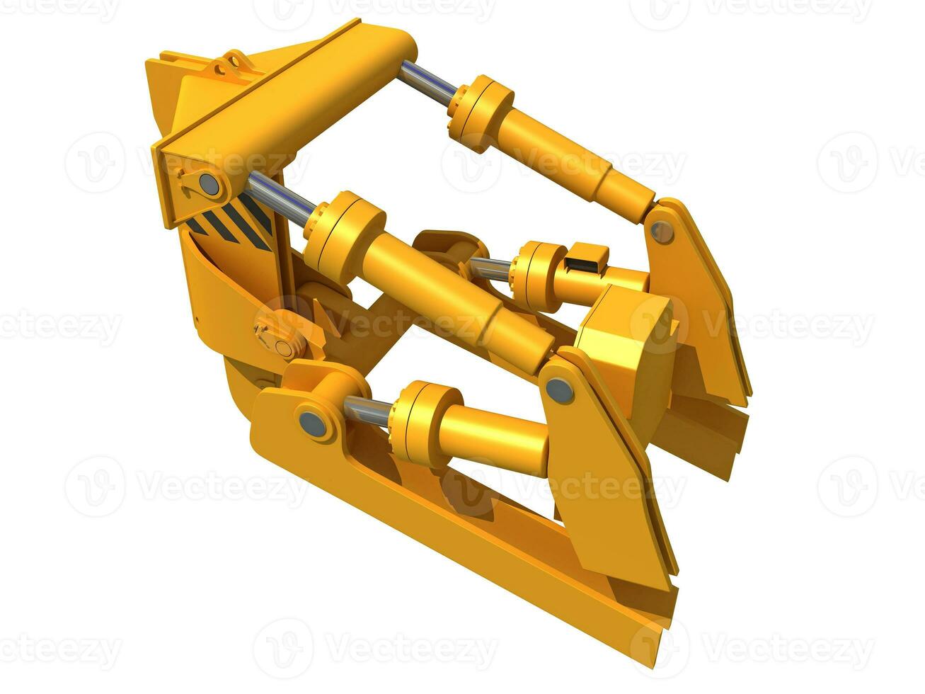 scavatrice forchetta secchio pesante costruzione macchinari 3d interpretazione su bianca sfondo foto