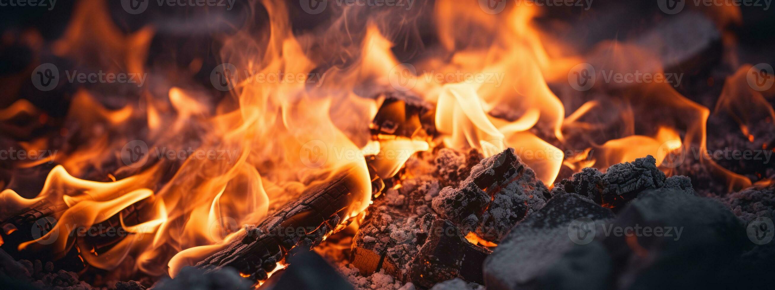 ai generato ipnotizzante fuoco fossa fiamme, tremolante danza, scoppiettante Di legno. ai generativo. foto