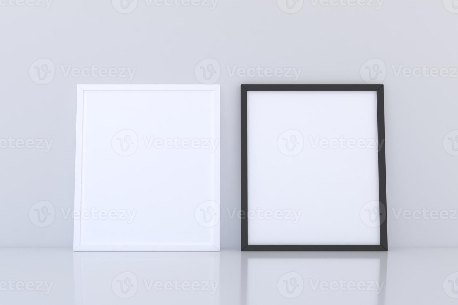 mockup di due frame in bianco e nero sul pavimento foto