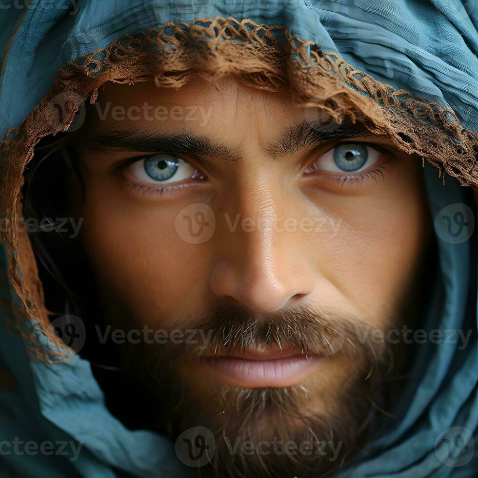 ai generato ritratto di maschile arabo uomini con foulard. generativo ai foto